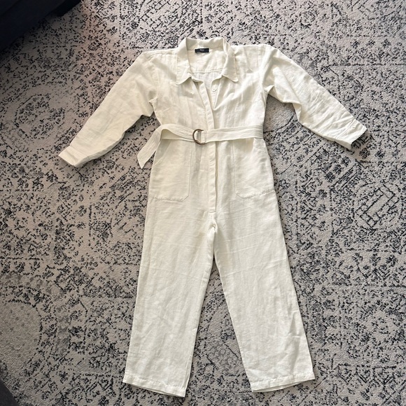Able Charlyn Linen-Blend Jumpsuit Antique White Medium - Picture 4 of 6